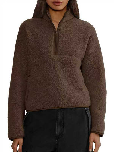 Sudadera Suelta con Cierre Medio para Mujer - Comodidad Casual - Image 13