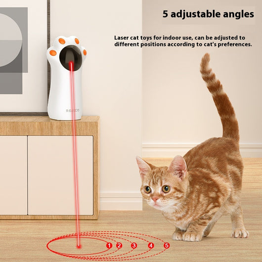 White cat's paw shaped laser toy with orange paw pads and a black laser emitter, labeled "Battery Model." - Image 3