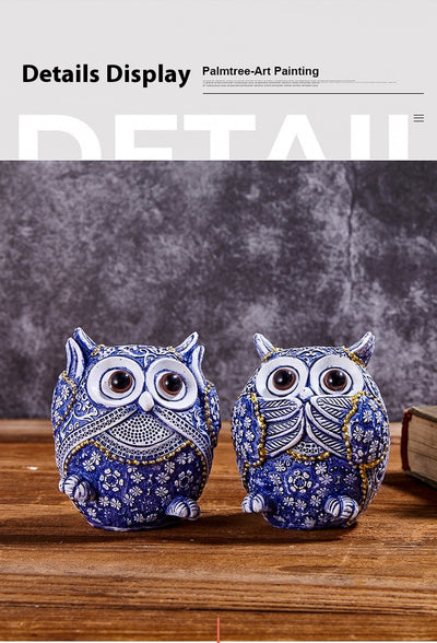 Búho Decorativo Azul y Blanco - Adorno Creativo para el Hogar - Image 19