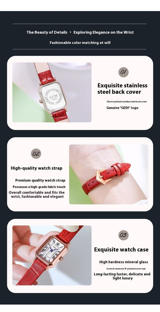 Reloj Cuadrado Retro Impermeable Versátil para Mujer - Image 16