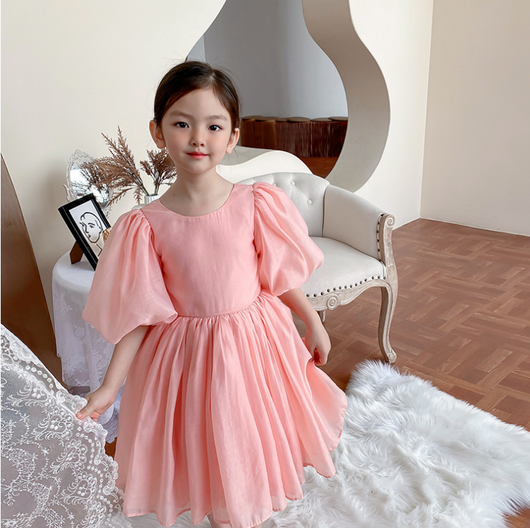 Vestido Princesa Estilo Occidental para Niñas con Mangas Abullonadas - Image 3