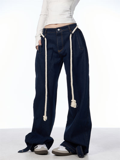 Jeans Negros Lavados Rectos Ancho con Costuras Blancas - Image 18