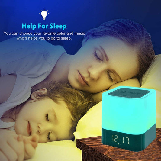 Reloj Despertador Parlante Bluetooth con Pantalla Táctil y Luz LED Multicolor