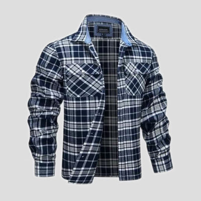 Camisa de Cuadros para Hombre con Solapa y Estampado de Manga Larga