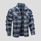 Camisa de Cuadros para Hombre con Solapa y Estampado de Manga Larga