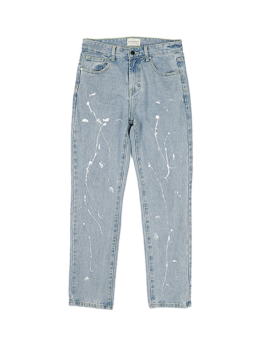 Jeans Rectos con Detalles Salpicados