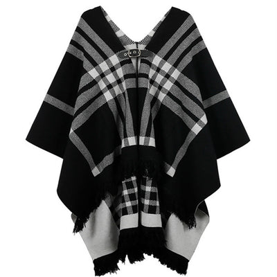 Chaqueta Tipo Cape con Bufanda Cuadrada de Lana Tejida - Image 8