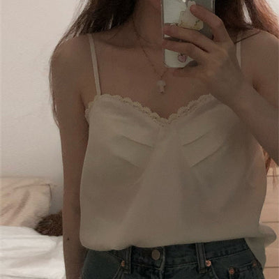 Blusa Tirante Encaje Tencel Retro Elegante para Mujer - Image 7