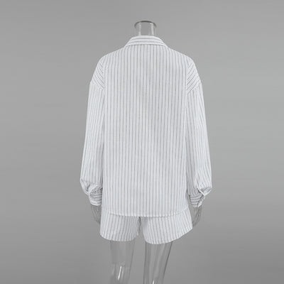 Camisa Manga Larga a Rayas Blancas - Dos Piezas Cómoda - Image 25