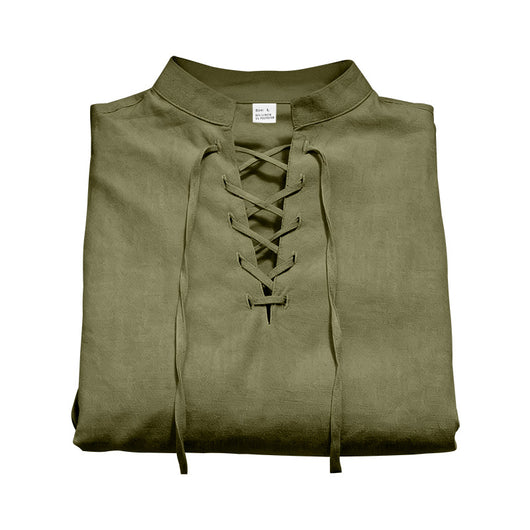 Camisa Henley de Lino Manga Larga para Hombre - Image 28