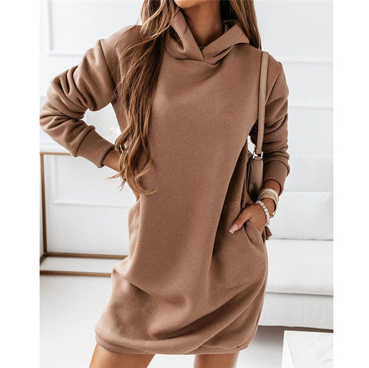 Vestido Largo Mujer con Capucha y Manga Larga - Diseño Minimalista - Image 2