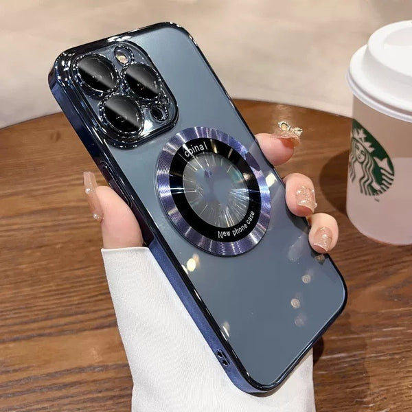 Funda Magnética con Lupa para Teléfono - Diseño Electroplateado PC