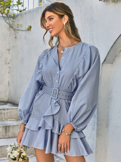 Vestido Étnico de Cintura Alta con Rayas - Image 3