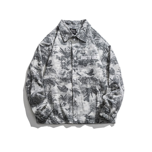 Chaqueta Retro Estampada Completa con Solapa - Corte Holgado Casual para Hombre - Image 11