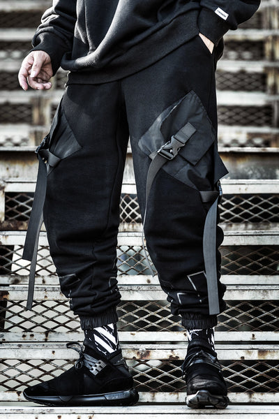 Pantalones Overol Hip-hop Sueltos Negro con Bolsillos - Image 3