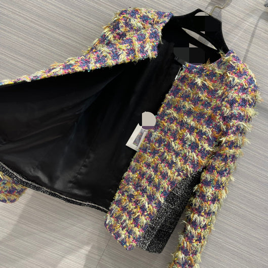 Chaqueta Tejida Patchwork con Patrón de Fragancias