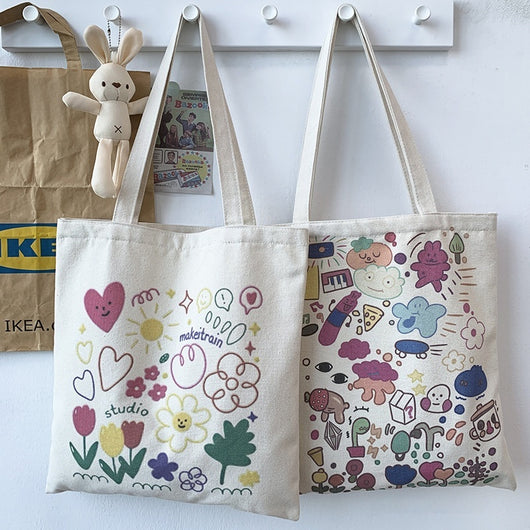 Bolsa de Lona Grande con Estampados Adorables - Capacidad Máxima - Image 24