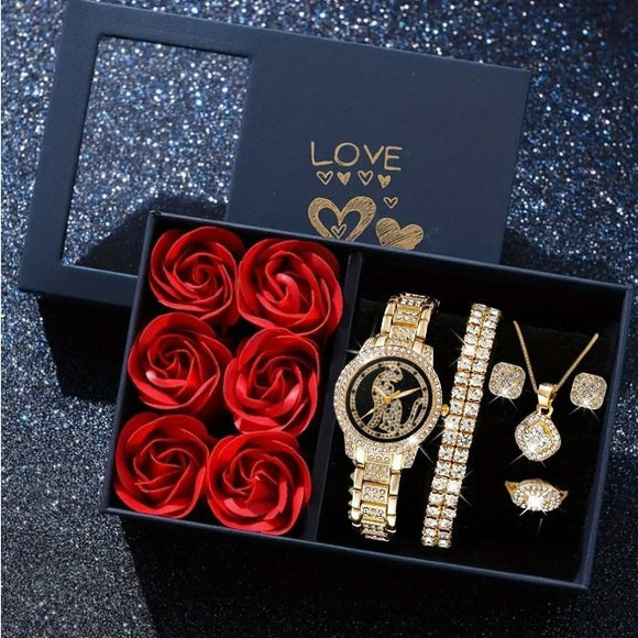 Reloj para Mujer con Diamantes Incrustados - Conjunto Cornucopia