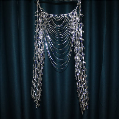 Cadena de Sostén Plateada con Borlas Oversized