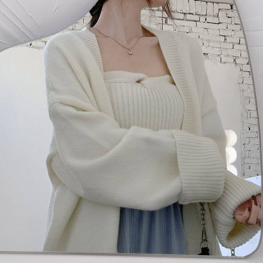 Conjunto Tejido Estilo Occidental: Top Corto y Cardigan Holgado - Image 2