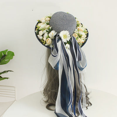 Sombrero de Paja Artesanal con Ala Ancha y Flores para Mujer - Image 22