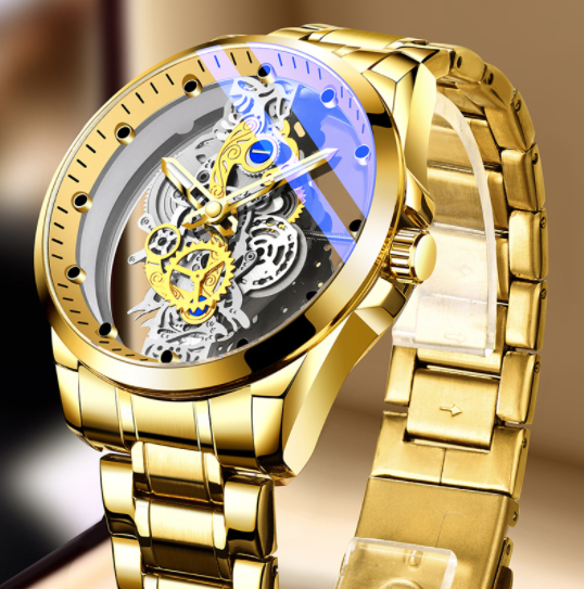 Reloj Automático Esqueleto Dorado de Lujo para Hombre