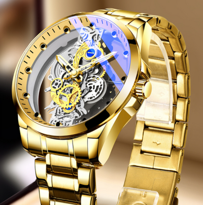 Reloj Automático Esqueleto Dorado de Lujo para Hombre