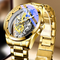 Reloj Automático Esqueleto Dorado de Lujo para Hombre