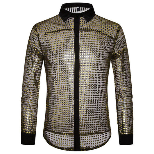 Camisa Manga Larga con Estampado de Lunares para Hombre - Image 9