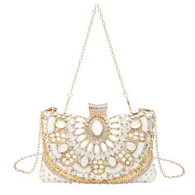 Bolso de Noche Retro con Bordado de Perlas - Diseño Artesanal Hecho a Mano - Image 11