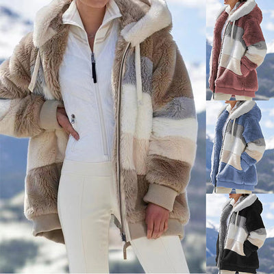 Chaqueta Hoodie Suave Oversize Multicolor para Mujer