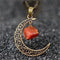 Natural Stone Crystal Necklace Vintage Rojo