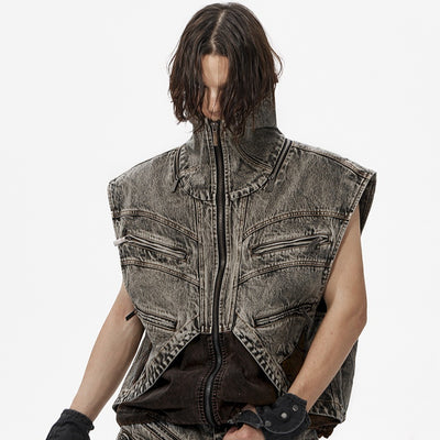 Chaleco Denim Combinado con Cierre para Hombre - Ideal para Verano