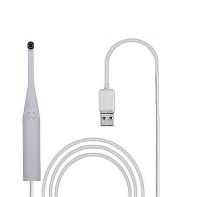 Dark gray HD USB visual dental appliance with camera tip and control buttons, connected to a USB-A plug. - Image 3