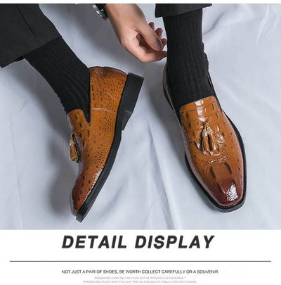 Zapatos de Cuero para Hombre Estilo Coreano con Patrón Cocodrilo y Borlas - Image 6