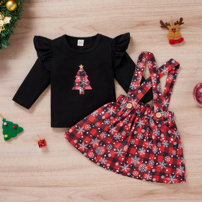 Conjunto Navideño para Niña: Playera Estampada y Falda Escocesa - Image 6