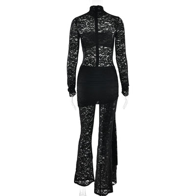 Jumpsuit Elegante de Encaje Transparente con Cintas - Image 28
