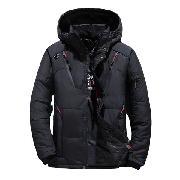 Chaqueta de Invierno para Hombre con Capucha, Plumón de Pato y Múltiples Bolsillos