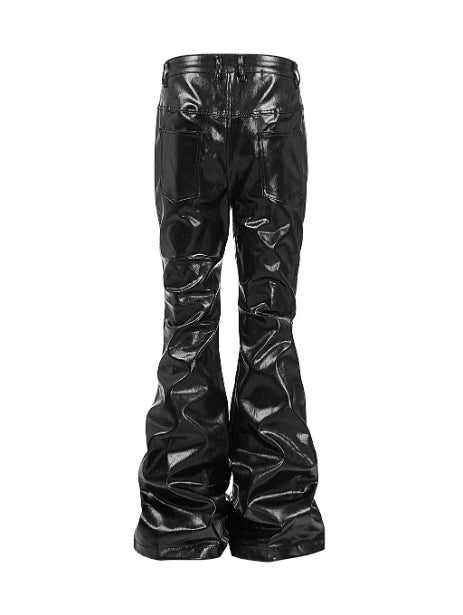 Jeans Acampanados Negros con Recubrimiento Metálico Líquido y Cierre - Image 6