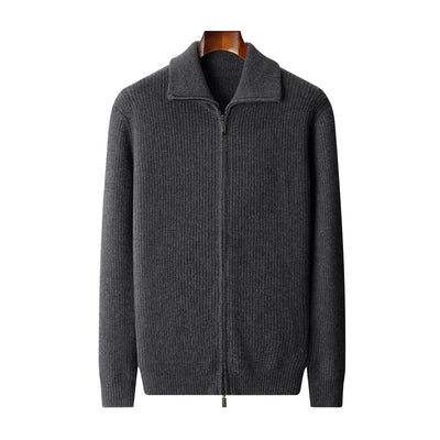 Cardigan de Lana Pura con Cierre para Hombre - Abrigo Solapa Otoño Invierno - Image 5