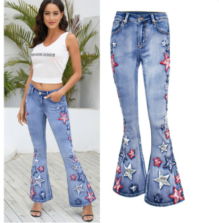 Pantalones Acampanados Slim Bordados con Efecto Reductor - Image 7