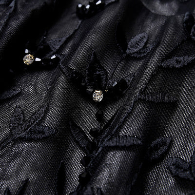 Vestido Largo de Encaje Bordado con Cuentas - Elegancia Temperamental - Image 10