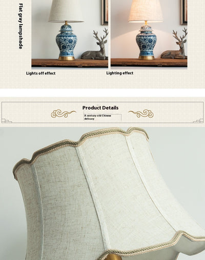 Lámpara de Mesita Porcelana Azul y Blanco Estilo Chino para Dormitorio - Image 17