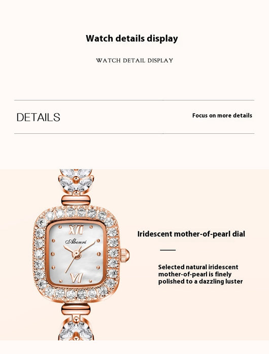 Reloj de Cuarzo Dorado con Cristales y Esfera Cuadrada Pequeña - Image 25