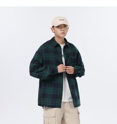 Camisa Casual Retro Cuadros para Hombre - Corte Holgado Primavera Otoño - Image 24