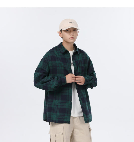 Camisa Casual Retro Cuadros para Hombre - Corte Holgado Primavera Otoño - Image 24