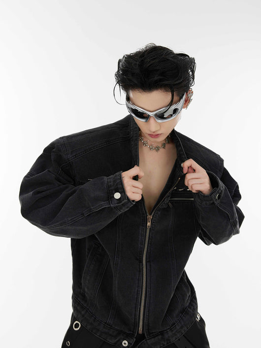 Chaqueta de Diseño Metalizado sin Cuello para Hombre - Image 11