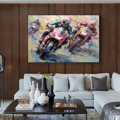 Cuadro Pintura al Óleo Motocicleta - Arte Decorativo para Habitación y Espacios - Image 4