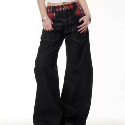 Jeans Retro con Costuras Escocesas y Bolsillos Invertidos - Image 2