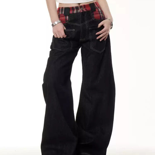 Jeans Retro con Costuras Escocesas y Bolsillos Invertidos - Image 2
